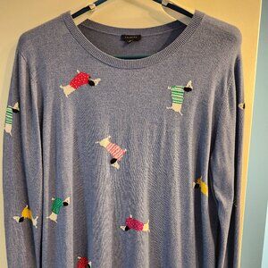 Talbots Womens Medium Puppy Dogs In Sweaters All Over Knit Lightweight Sweater